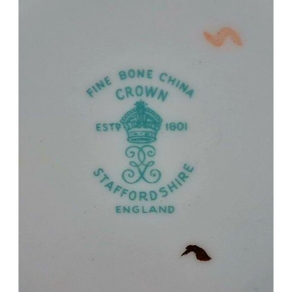 Crown Staffordshire Tea Cup Saucer Fine China Floral Pattern Gold Trim England - Picture 9 of 10